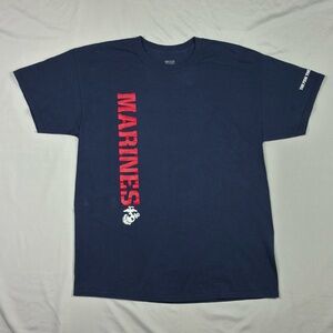 Marines USMC T-Shirt Size Large Blue Crew Neck Marines.com The Few The Proud